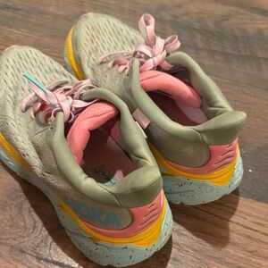 Hoka Women's Running Shoes in Olive, Pink & Yellow